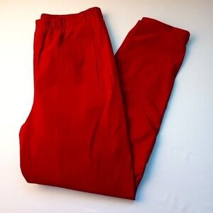 Greg Adams Womens High Rise Straight Leg Elastic Waist Red Suede Pants Size 10
